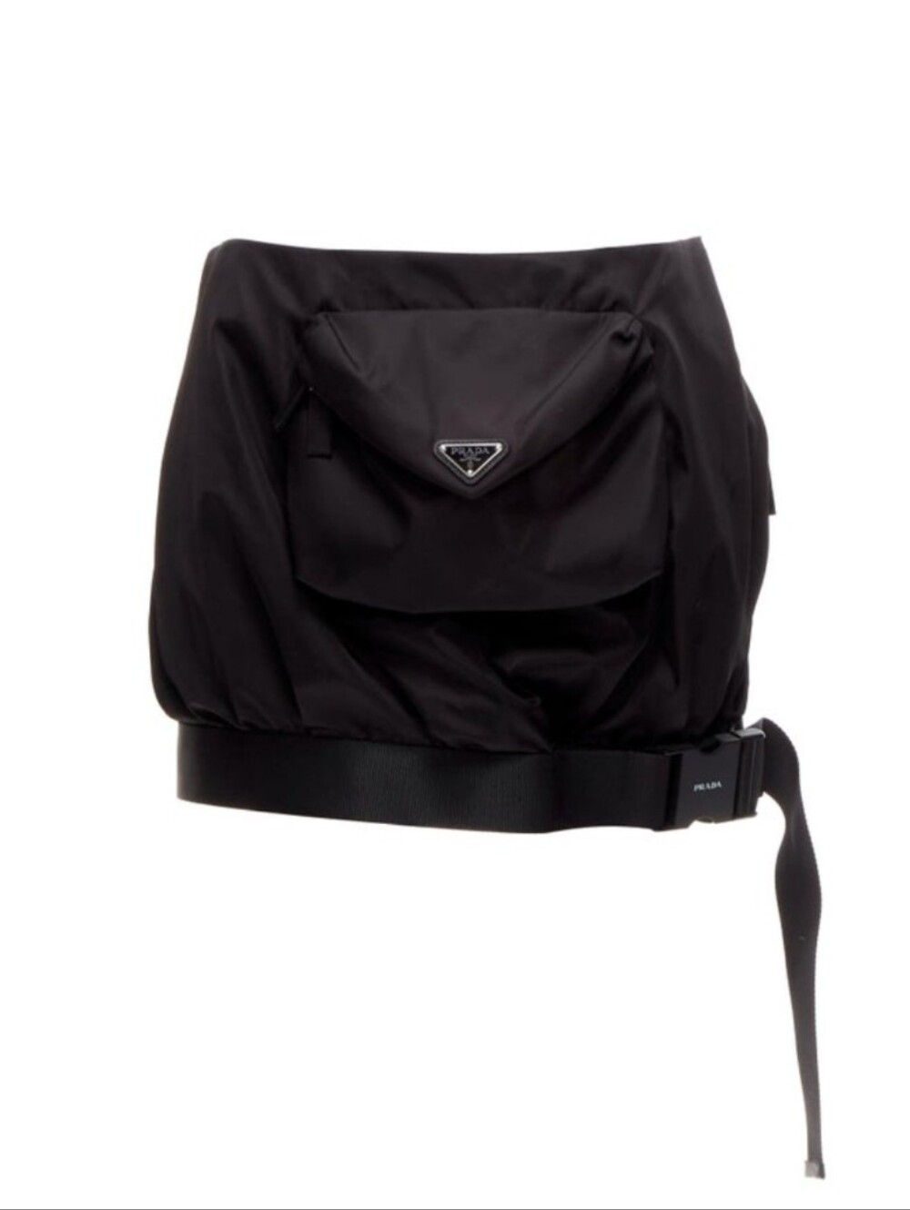 PRADA re-nylon front pocket buckle bubble skirt - size 44 AUTHENTIC